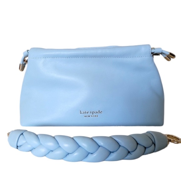 Kate Spade Retail $348 Blue Meringue Braided Strap Crossbody Leather Purse NWOT - Picture 4 of 10